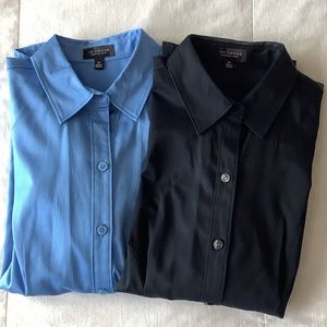 Two Long Sleeve Blouses Blue and Black Size XS
